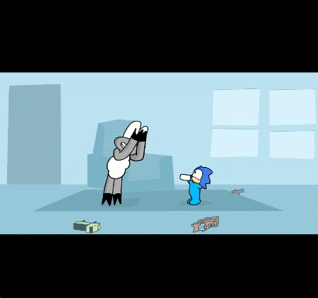 Comparison of cartoon in widescreen and vertical format.