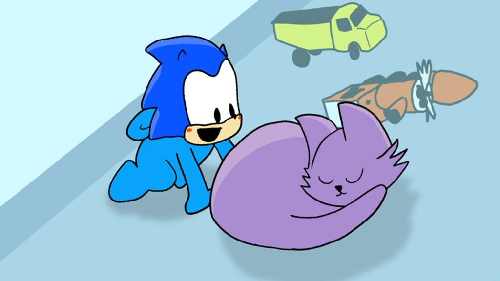 Baby Sonic meets the&nbsp;cat