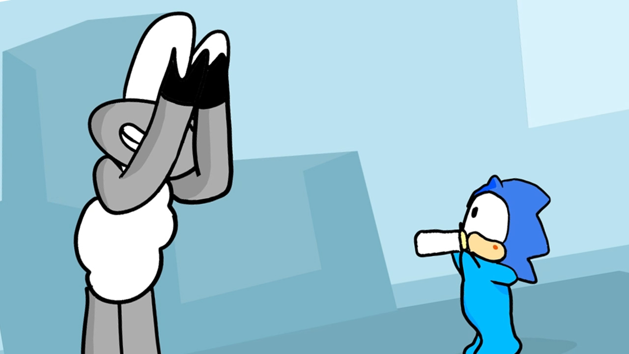 Baby Sonic plays&nbsp;peekaboo