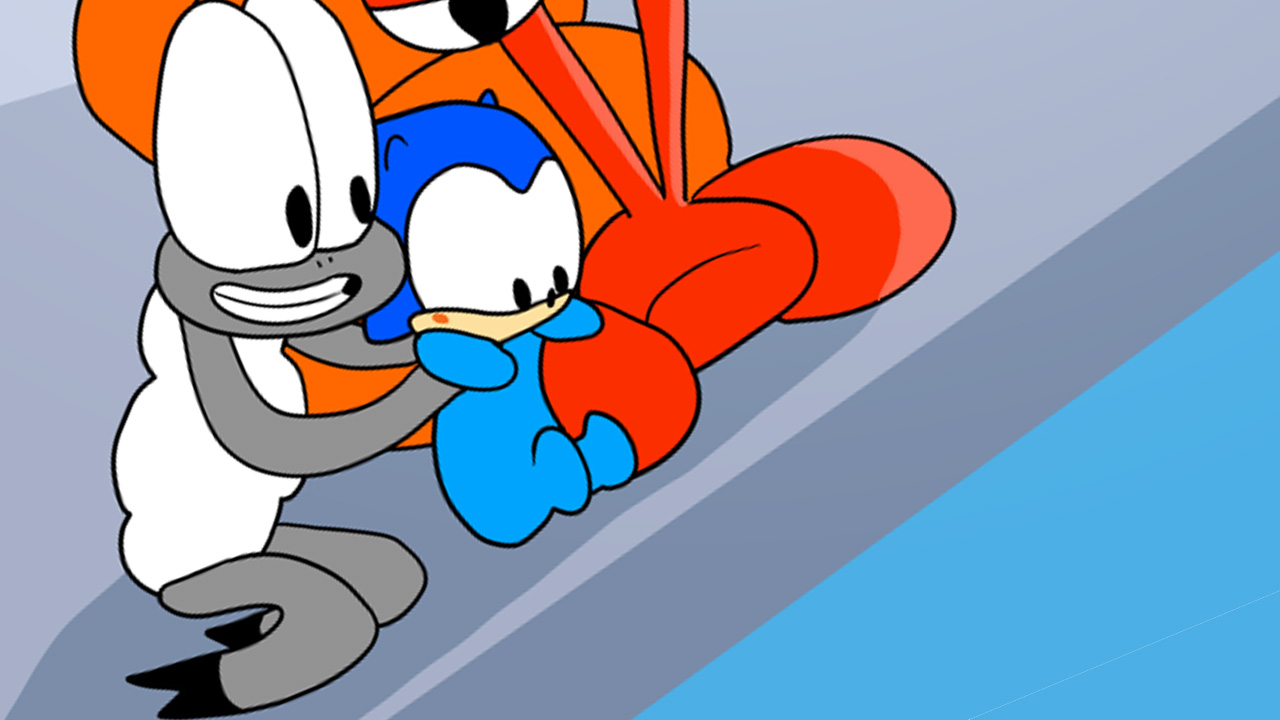 Baby Sonic learns to&nbsp;swim